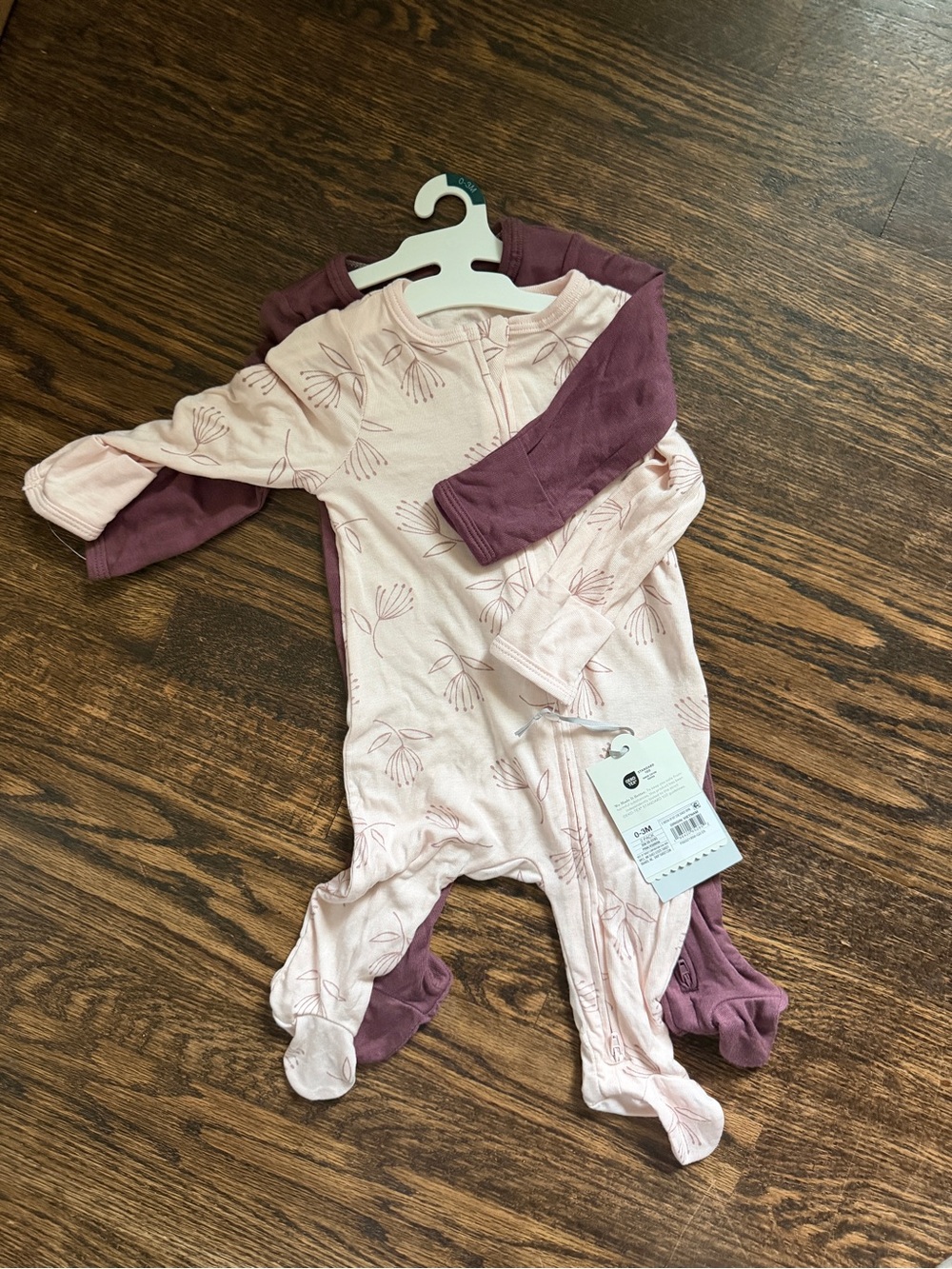 Cloud Island Baby Girls’ So Very Soft 2 Pack Modal Sleepers Floral & Plum
